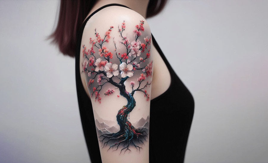 Cherry Blossom Tree Tattoo On Leg Bronctattooaus Cherry Blossom Tree Tattoo On Leg Bronctattooaus