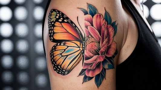 37 Scintillating Half Butterfly Half Flower Tattoo Ideas To Fly Away From Your Worries!