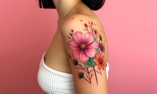 Cosmos Flower Tattoo Idea