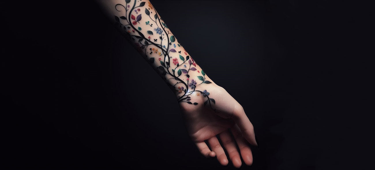 Flower tattoo | Around arm tattoo, Vine tattoos, Shoulder tattoos for women