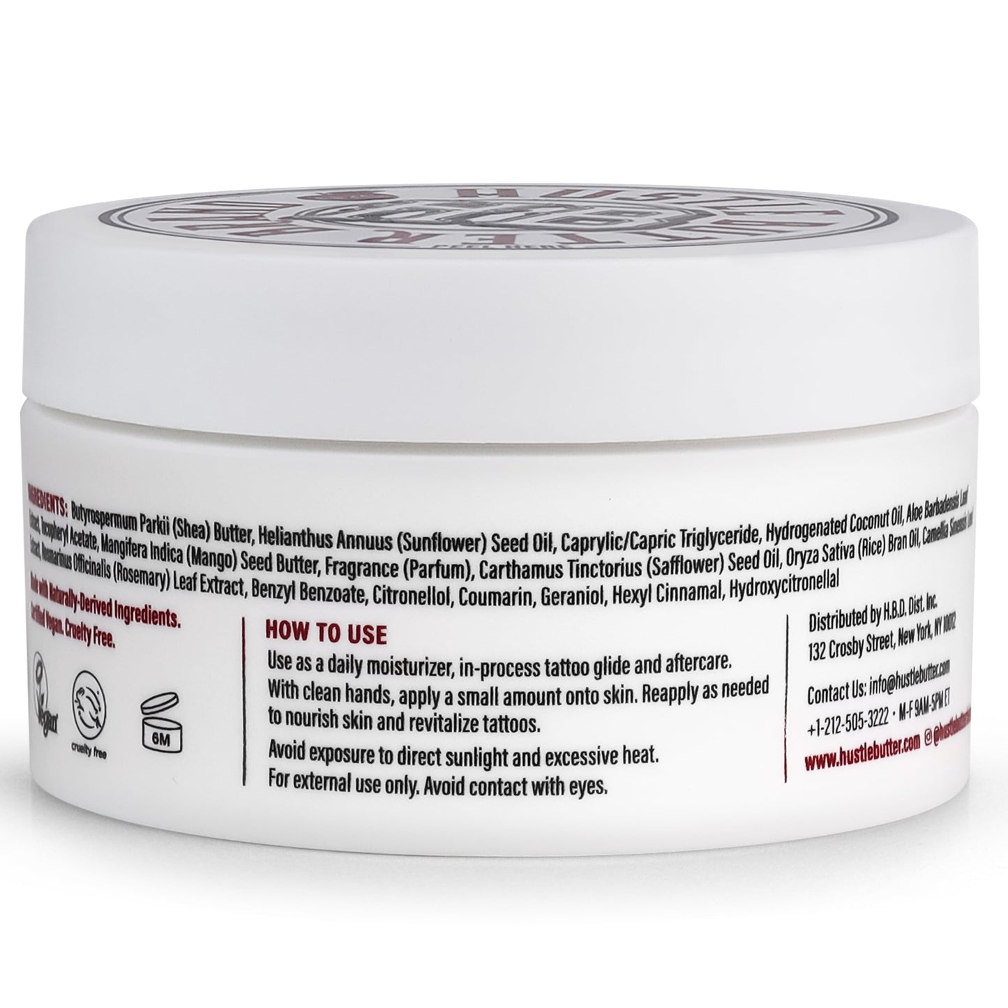 Hustle Butter Tattoo Aftercare 5oz Tattoo Balm, Heals + Protects New Tattoos and Rejuvenates Older Tattoos - 100% Vegan Cream No-Petroleum